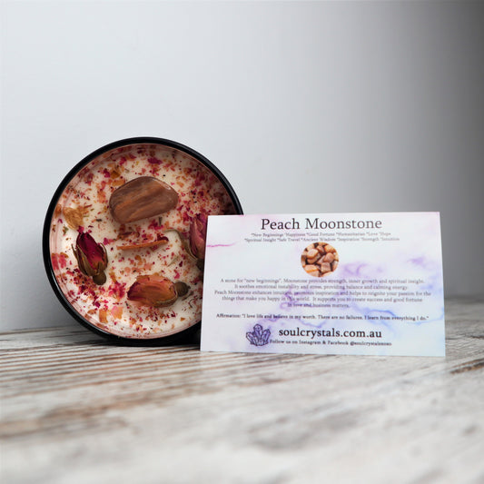 'New Beginnings' Soy Candle | Peach Moonstone