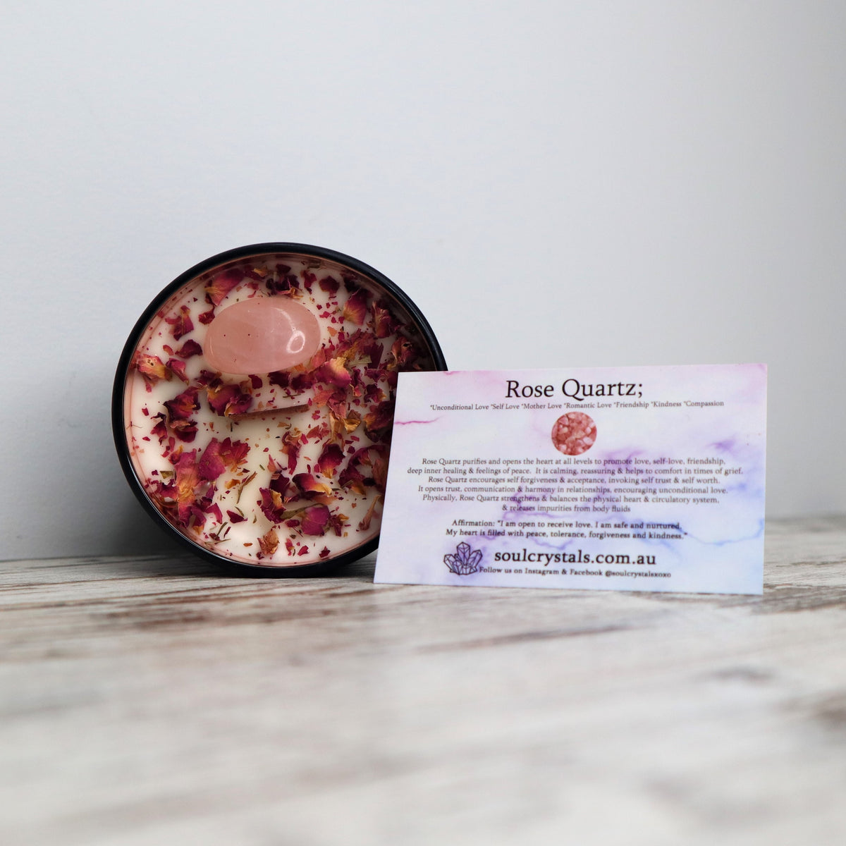 ‘Love Conquers All’ Soy Candle | Rose Quartz