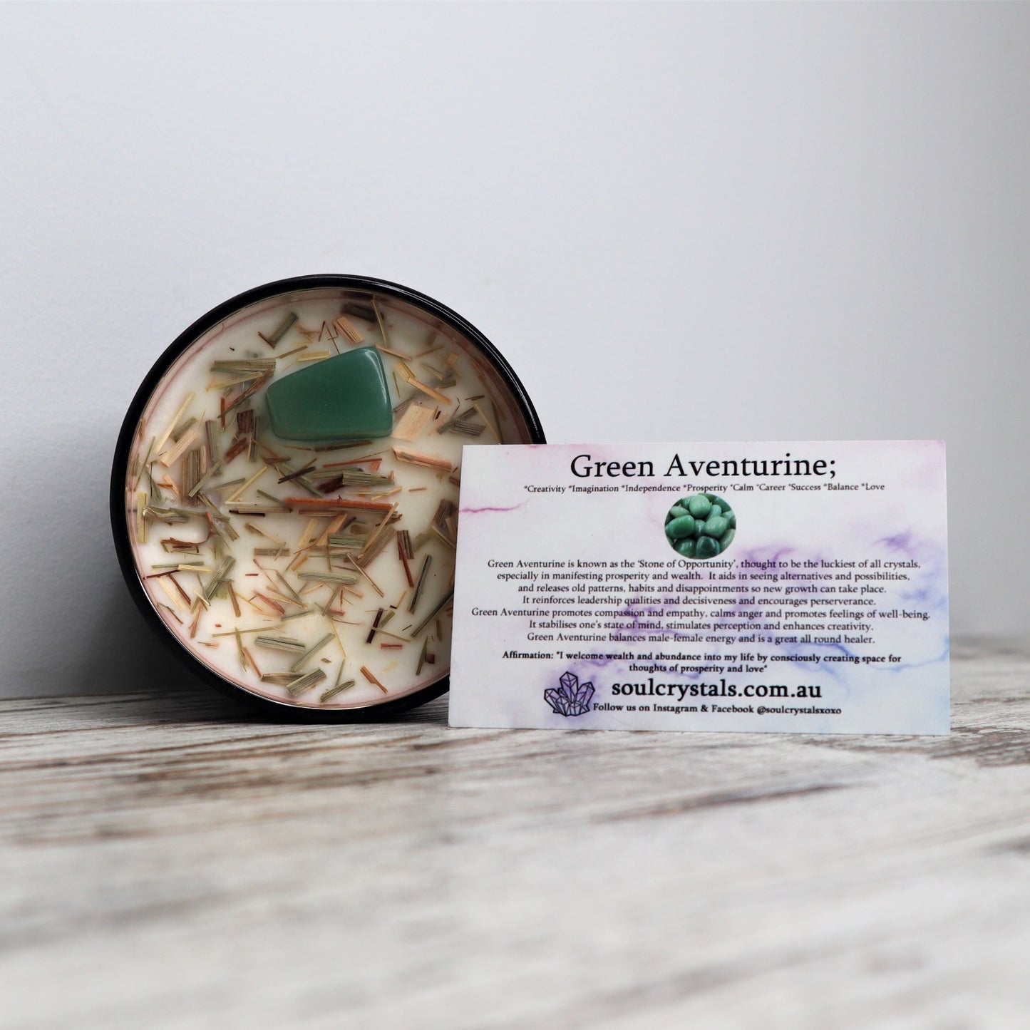 'Good Luck + Fortune' Soy Candle | Green Aventurine