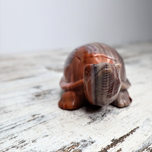 Petrified Wood Turtle Carving | Grounding, Stability & Ancient Wisdom