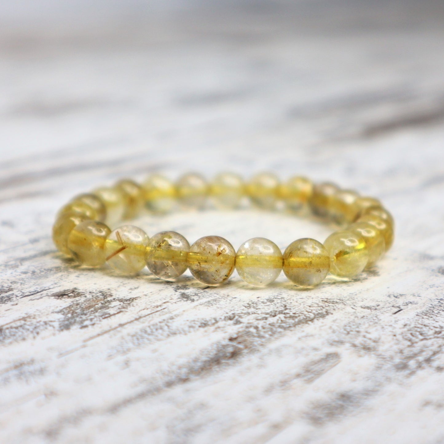 Rutilated Quartz Bead Bracelet | 8mm | Divine Clarity, Manifestation & Soul Alignment