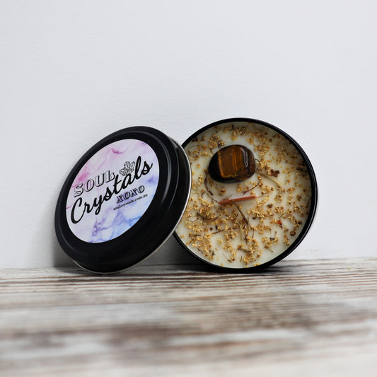 'Brave + Empowered' Soy Candle Tin | Tiger Eye