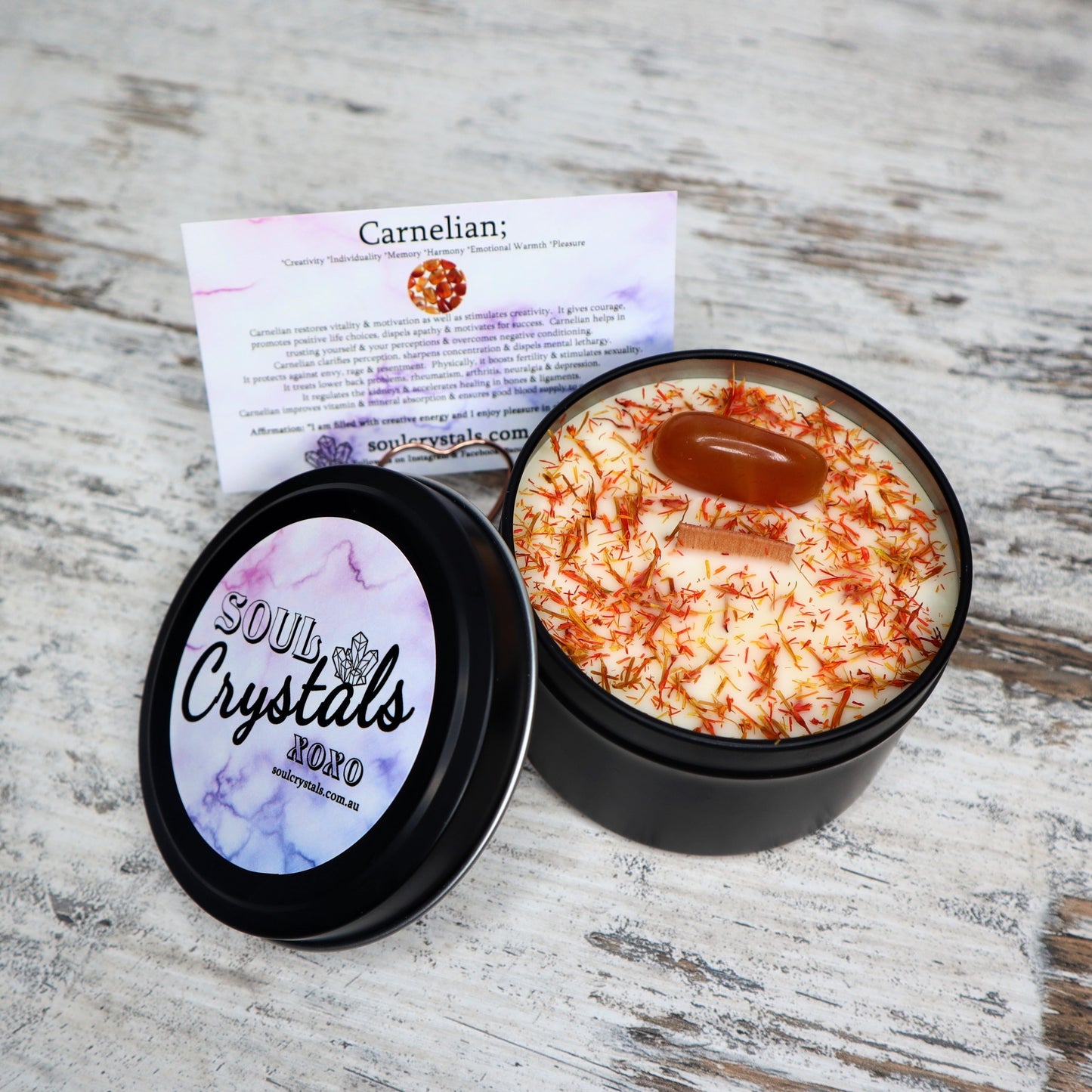 'Creative + Inspired' Soy Candle Tin | Carnelian