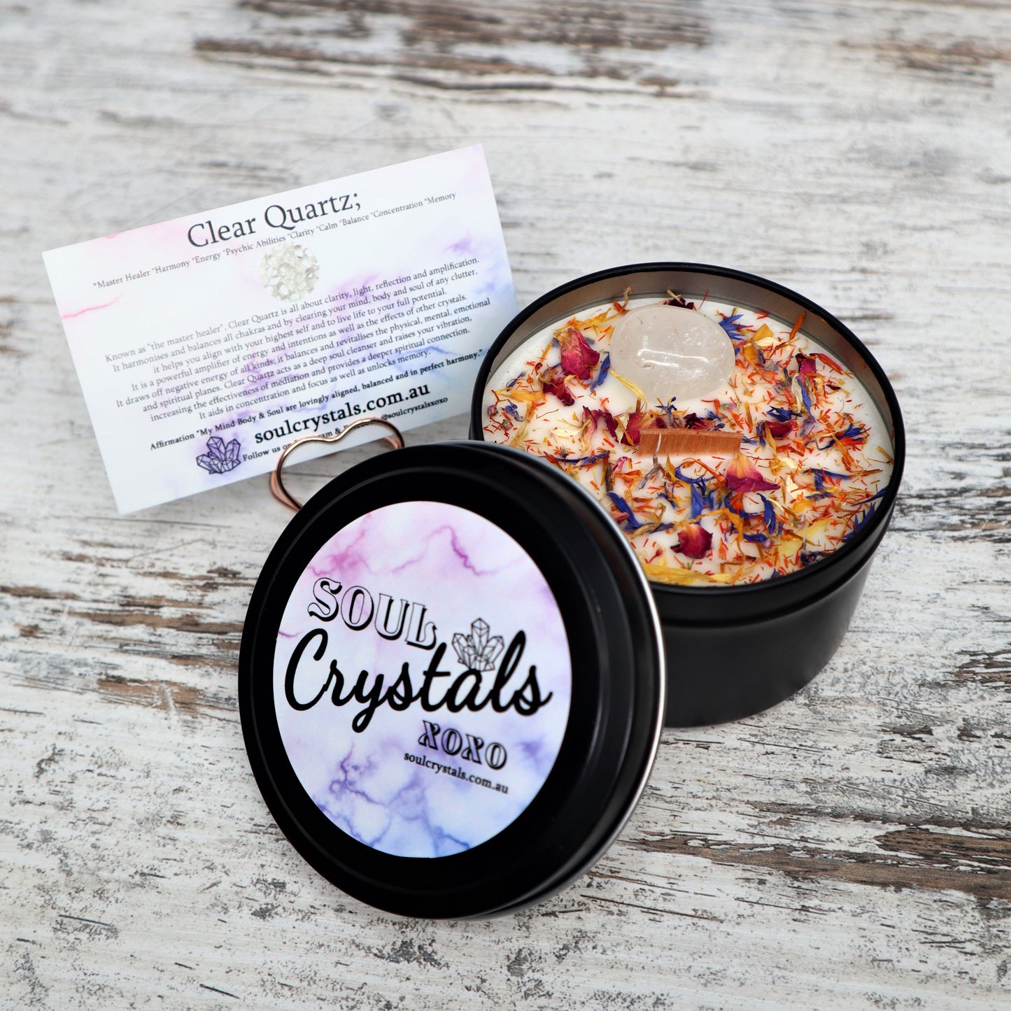 'Harmony + Balance' Soy Candle Tin | Clear Quartz
