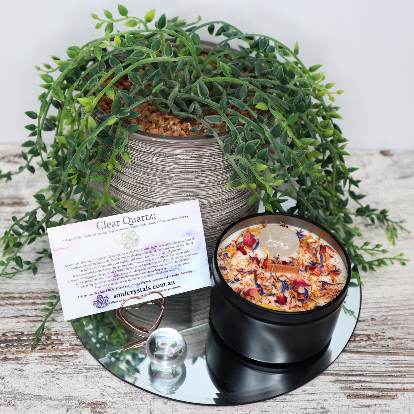 'Harmony + Balance' Soy Candle Tin | Clear Quartz