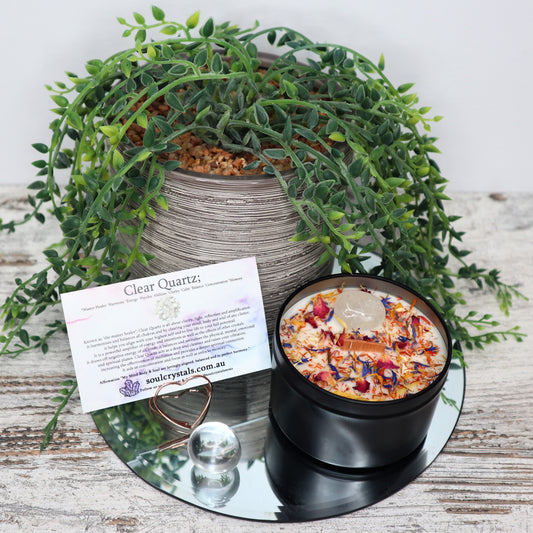 'Harmony + Balance' Soy Candle Tin | Clear Quartz