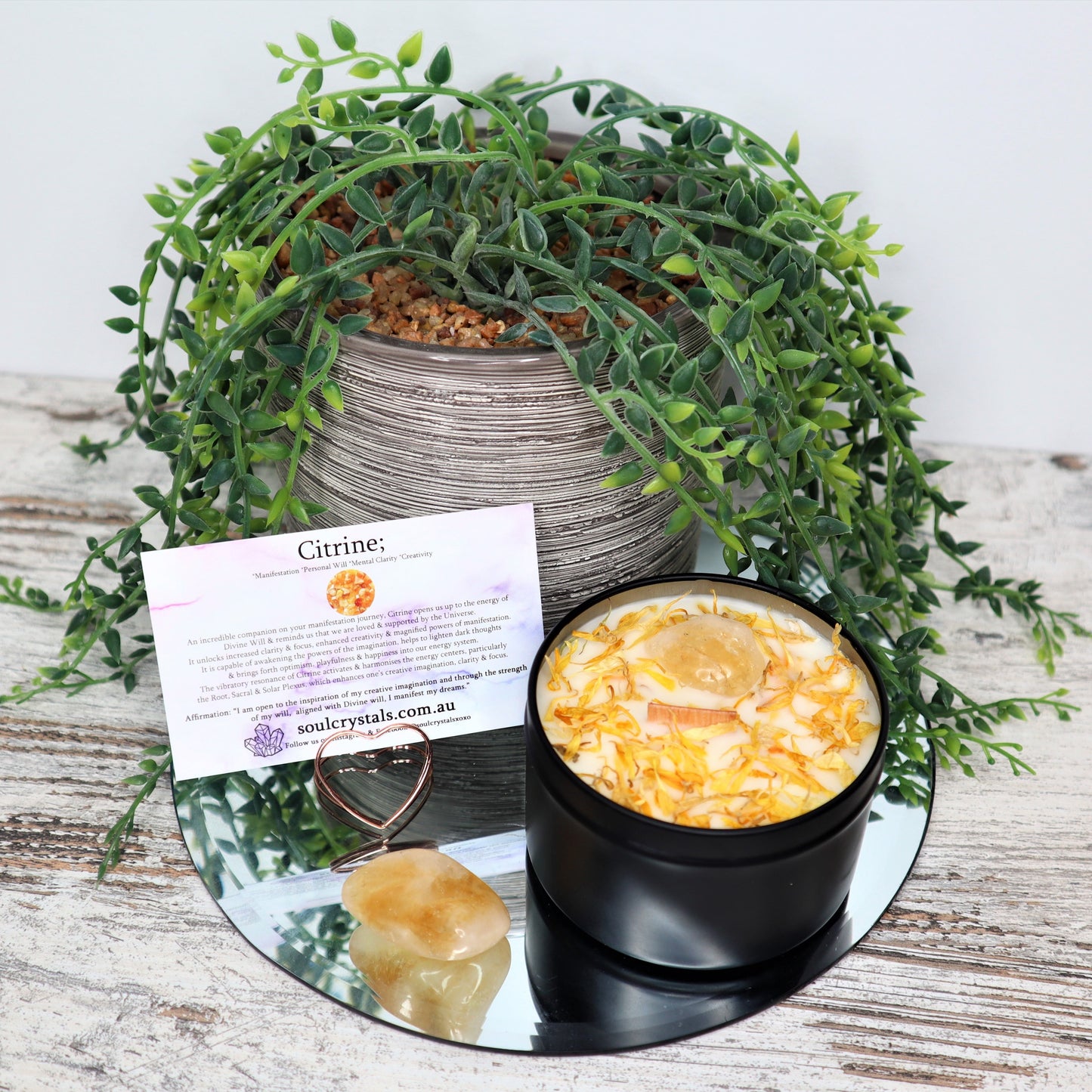 'Dream, Believe, Achieve' Soy Candle Tin | Citrine