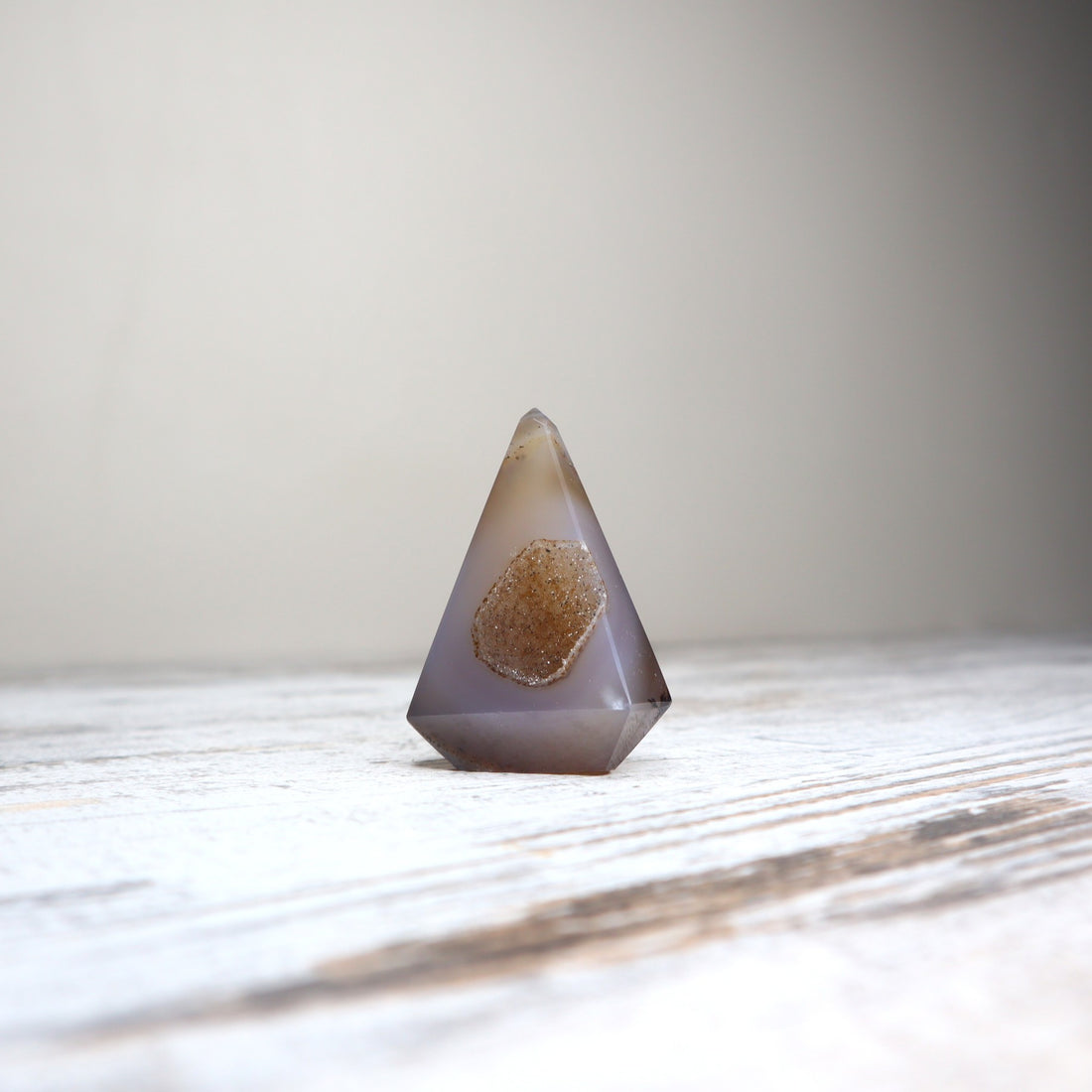 Druzy Milky Agate Diamond | Grounded Glow + Subtle Sparkle