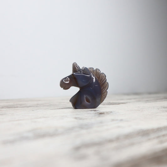 Druzy Agate Unicorn Carving | Cleansing, Intuition & Gentle Protection