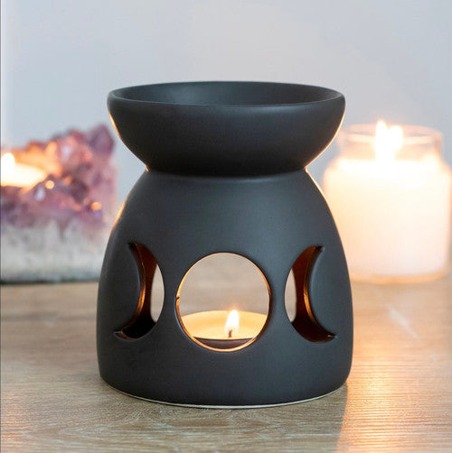 Black Triple Moon Oil Burner