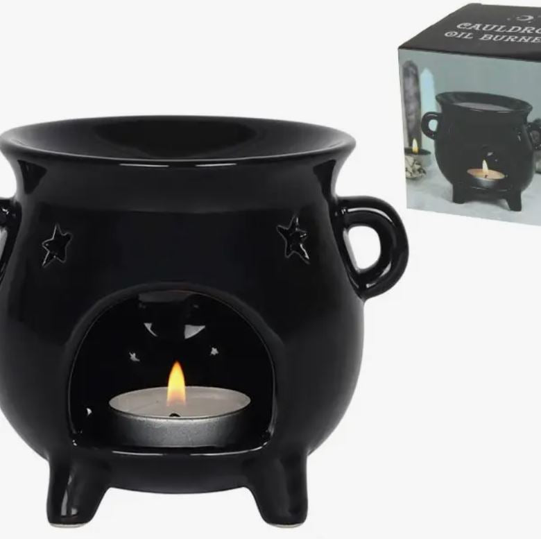 Black Cauldron Oil Burner | 13cm | Protection, Ritual &amp; Witchy Ambience