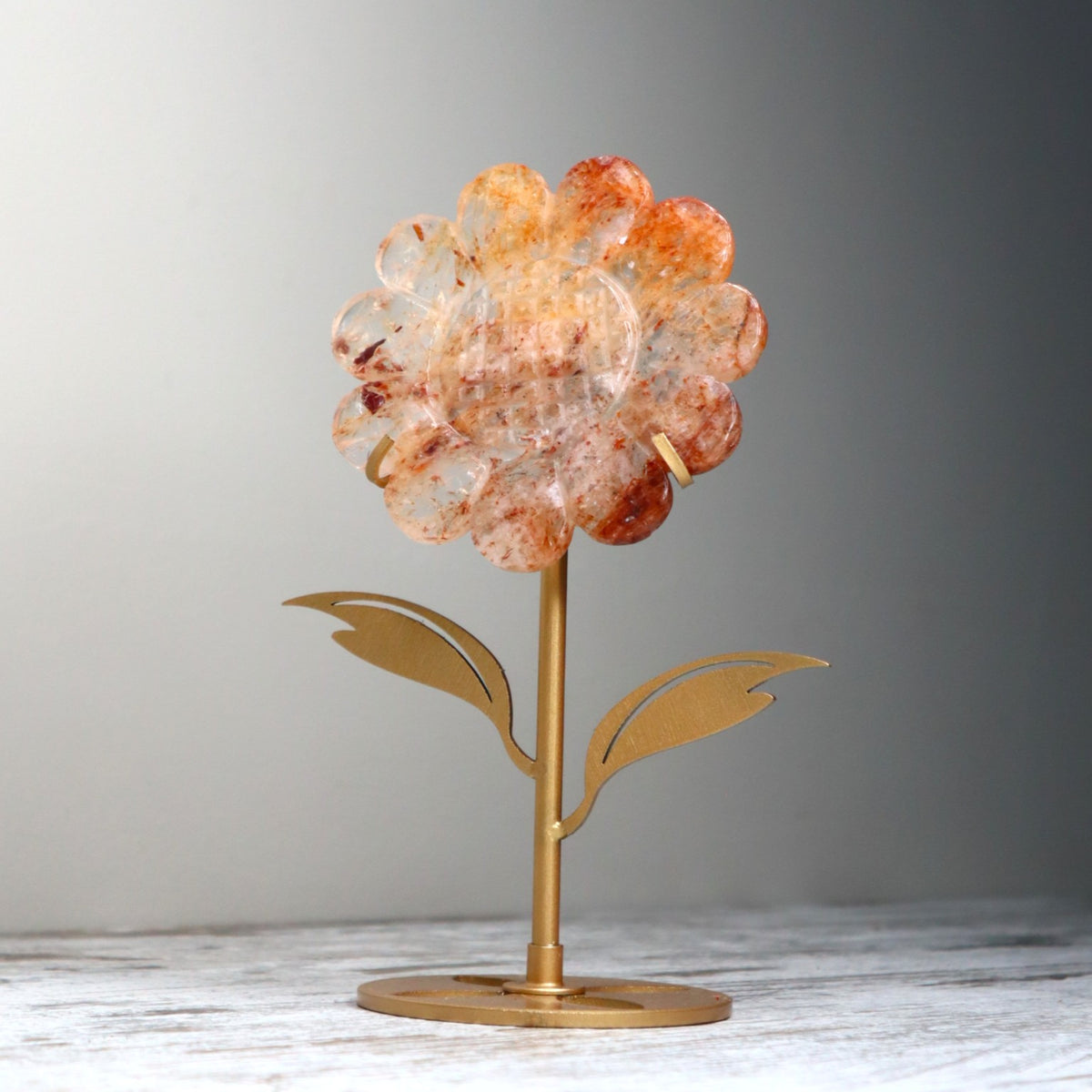 Hematoid Quartz Sunflower on Stand | Joy, Vitality &amp; Positive Energy
