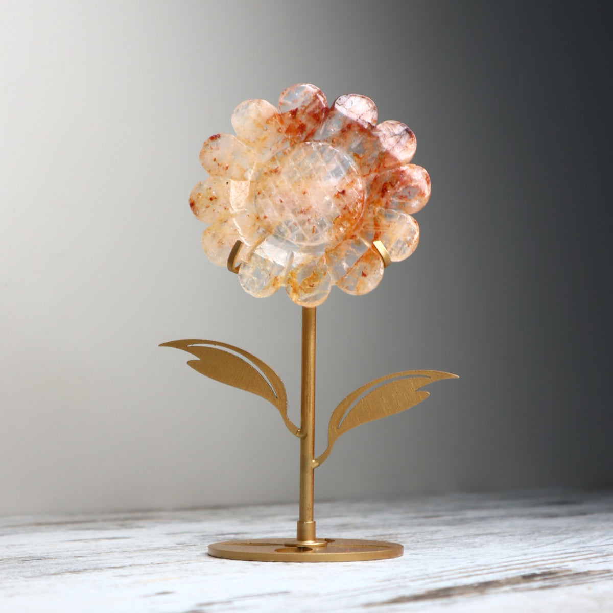Hematoid Quartz Sunflower on Stand | Joy, Vitality &amp; Positive Energy