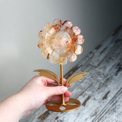 Hematoid Quartz Sunflower on Stand | Joy, Vitality &amp; Positive Energy