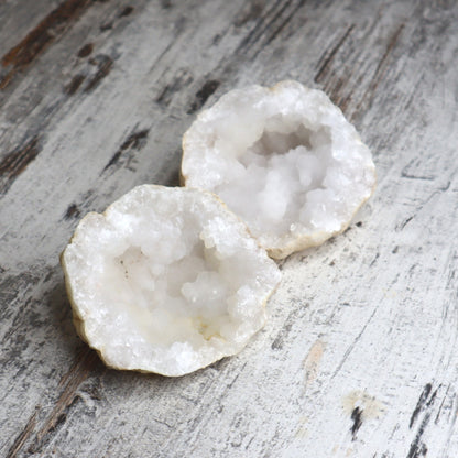 White Quartz Geode Pair | Cleansing, Harmony & Amplified Energy