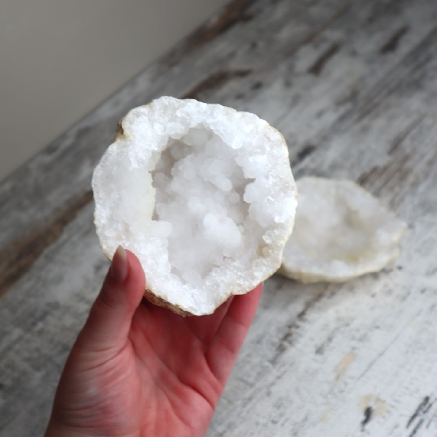 White Quartz Geode Pair | Cleansing, Harmony & Amplified Energy