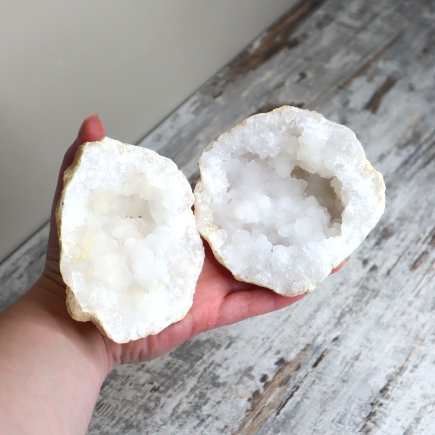 White Quartz Geode Pair | Cleansing, Harmony & Amplified Energy