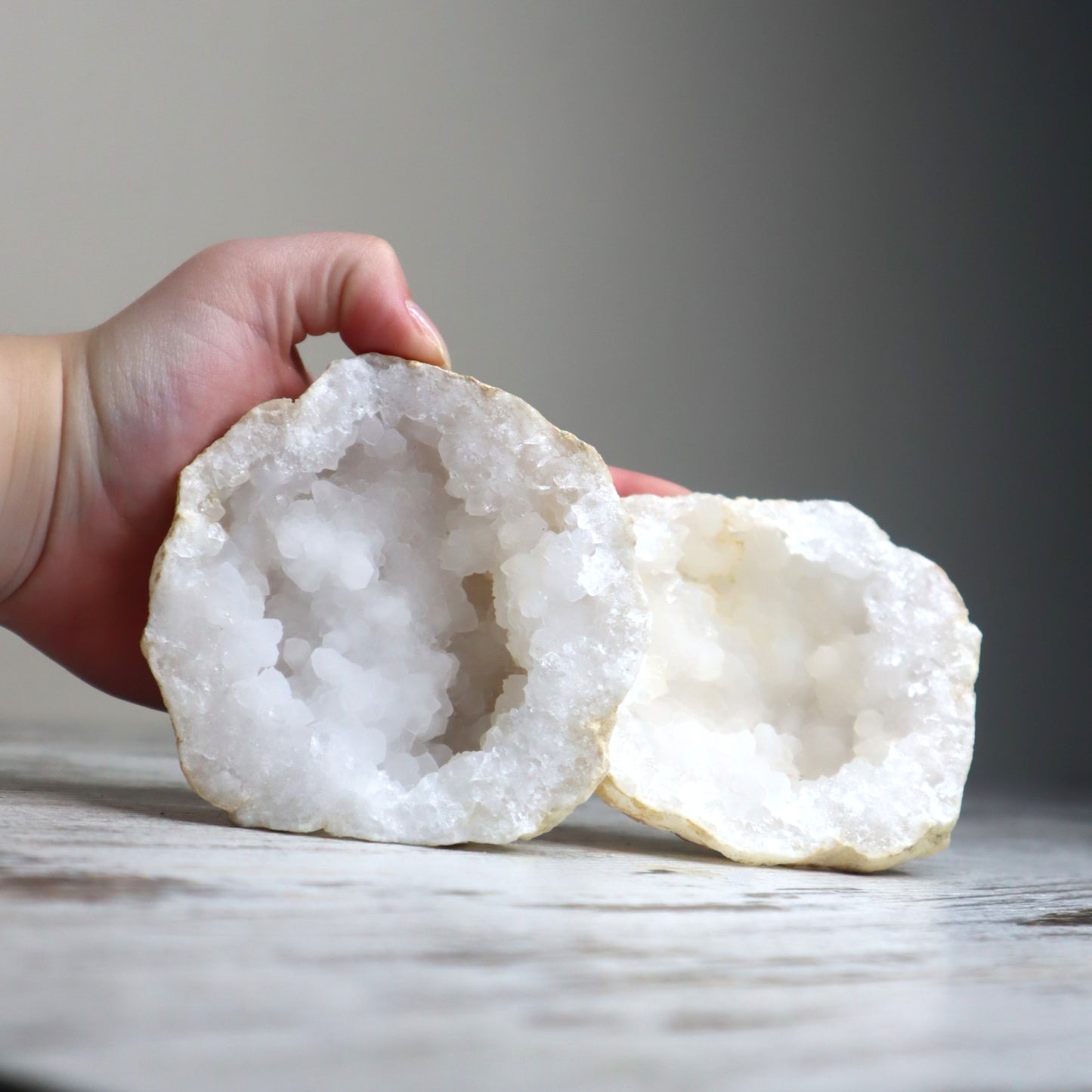 White Quartz Geode Pair | Cleansing, Harmony & Amplified Energy