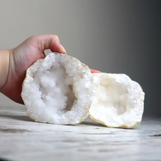 White Quartz Geode Pair | Cleansing, Harmony & Amplified Energy