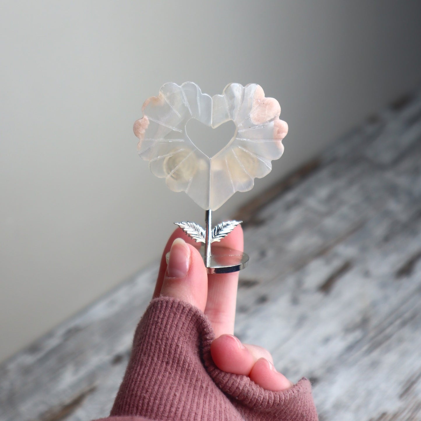 Flower Agate Heart on Stand | Self-Love, New Beginnings & Inner Bloom