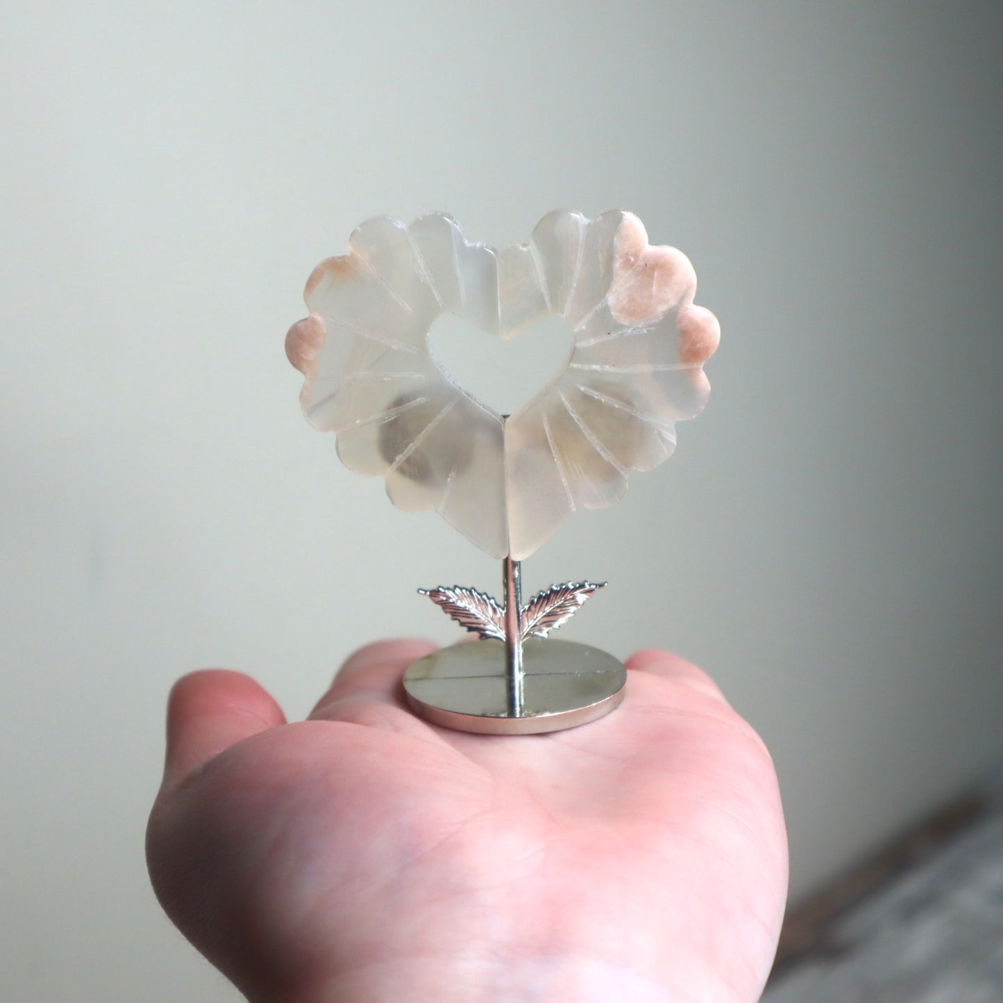 Flower Agate Heart on Stand | Self-Love, New Beginnings & Inner Bloom