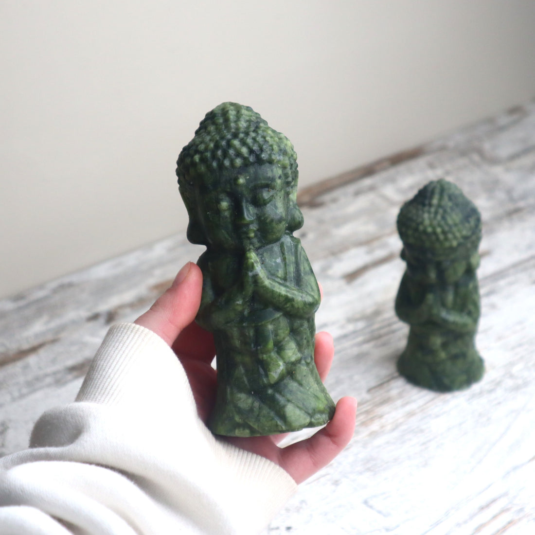 Xiuyan Jade (Serpentine) Buddha Carving | Peace, Wisdom &amp; Harmony