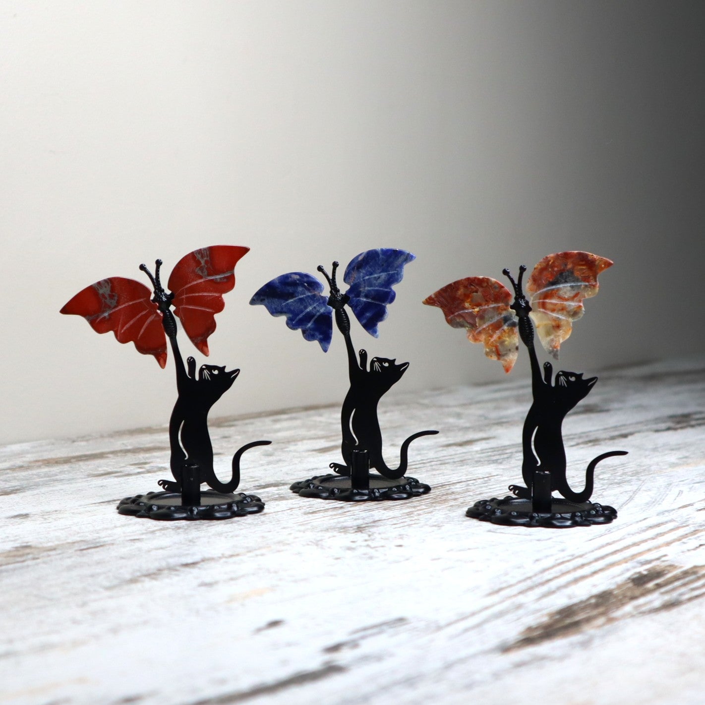 Red Jasper Cat &amp; Butterfly Display | Courage, Strength &amp; Grounding