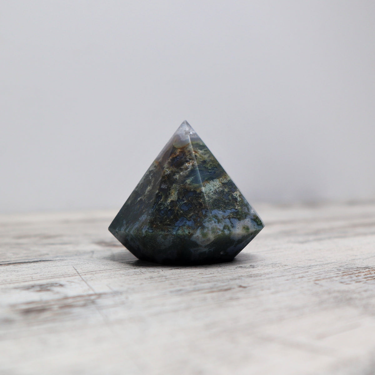 Moss Agate Diamond Carving | Growth, Grounding &amp; New Beginnings