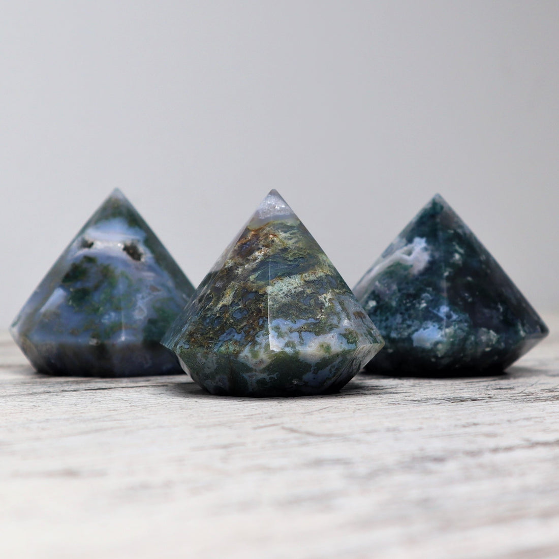 Moss Agate Diamond Carving | Growth, Grounding &amp; New Beginnings
