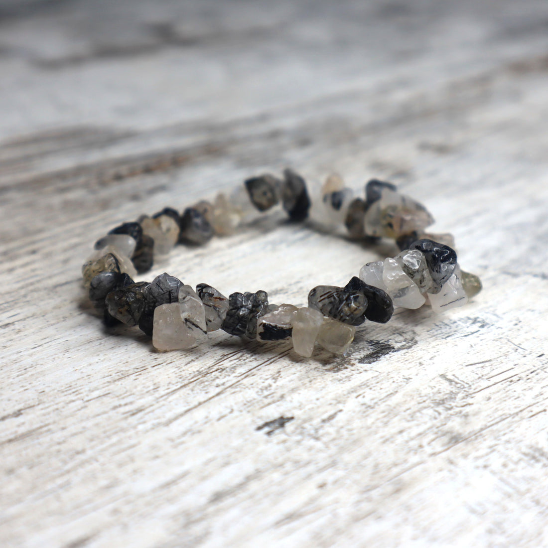 Tourmalinated Quartz Chip Bracelet | Protection, Clarity &amp; Balanced Energy