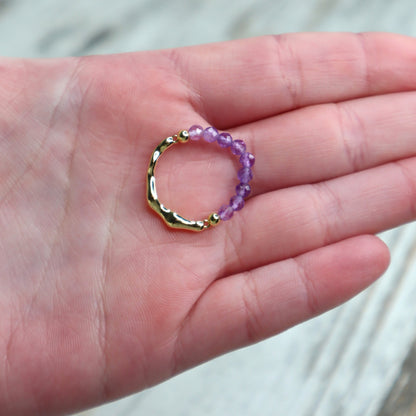 Amethyst Beaded Ring | Calm, Intuition &amp; Inner Peace