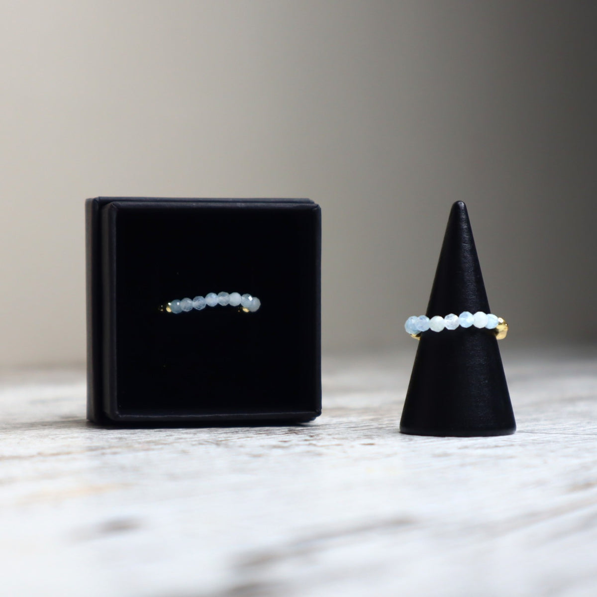 Aquamarine Beaded Ring | Calm, Clarity &amp; Communication