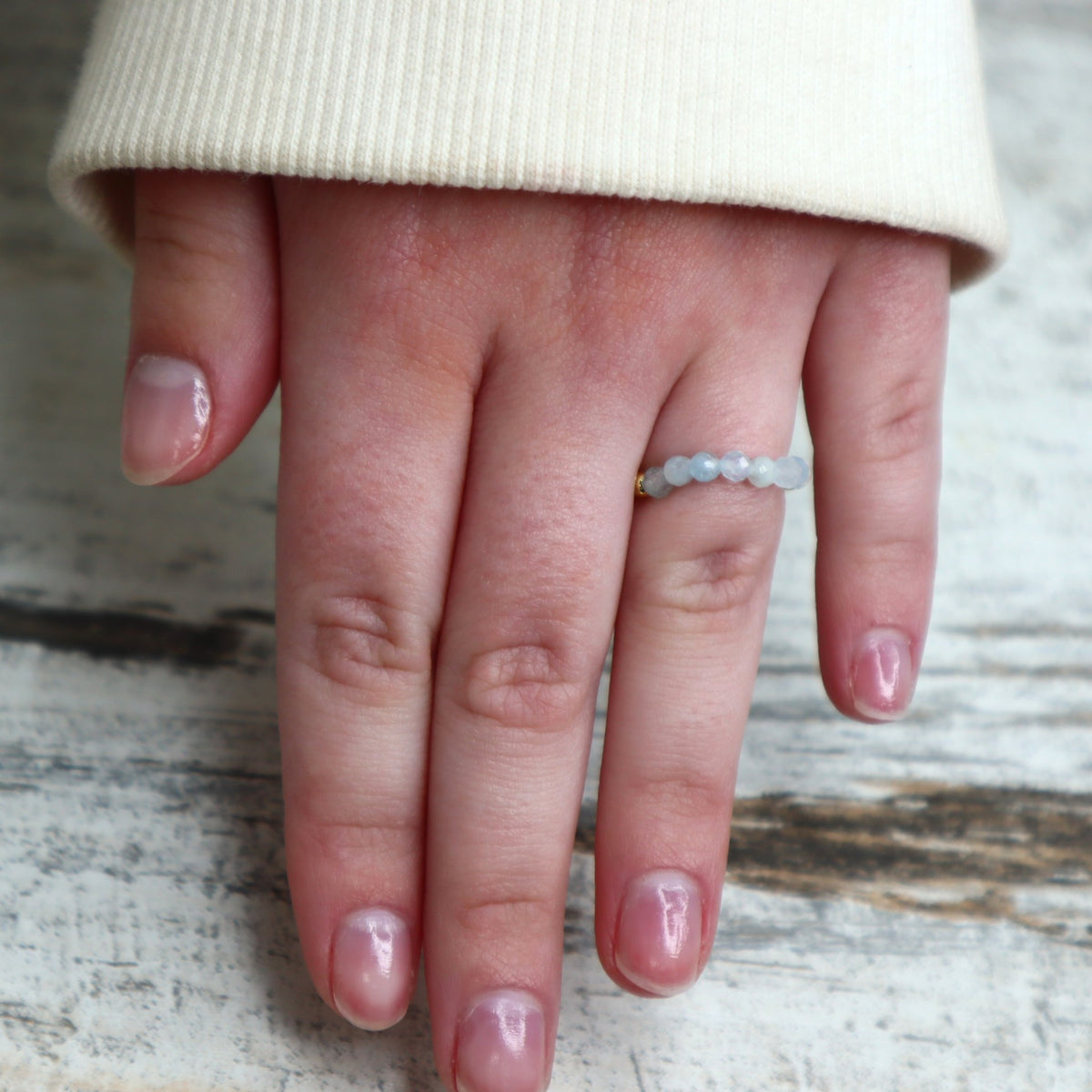 Aquamarine Beaded Ring | Calm, Clarity &amp; Communication