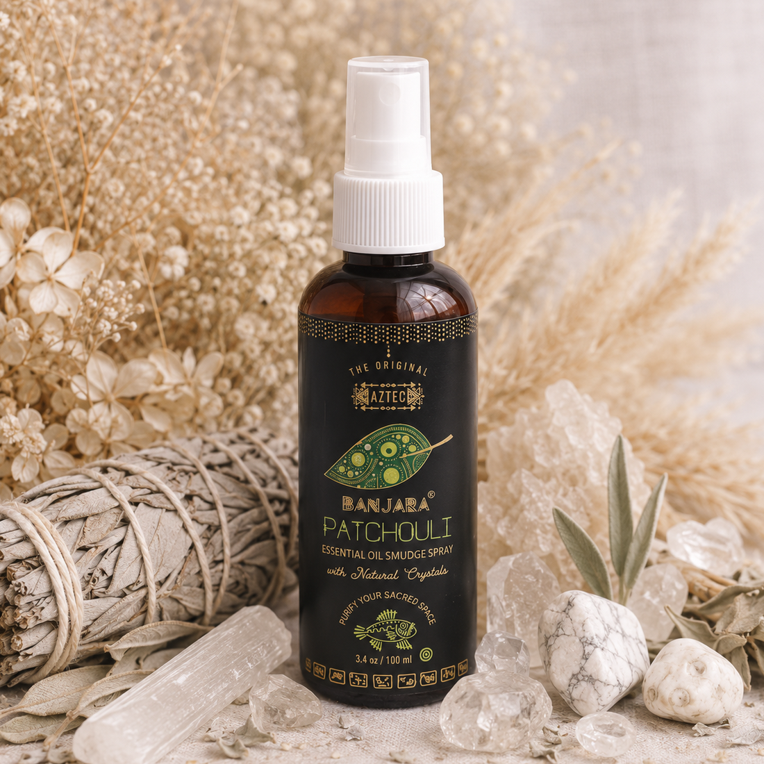 Banjara Patchouli Smudge Spray 100ml | Grounding, Abundance &amp; Spiritual Balance