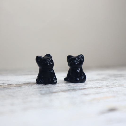 Black Obsidian Mini Bulldog Carving | Protection, Loyalty & Inner Strength