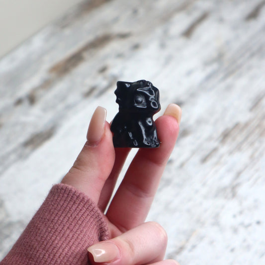 Black Obsidian Mini Dragon Carving | Protection, Wisdom & Inner Power