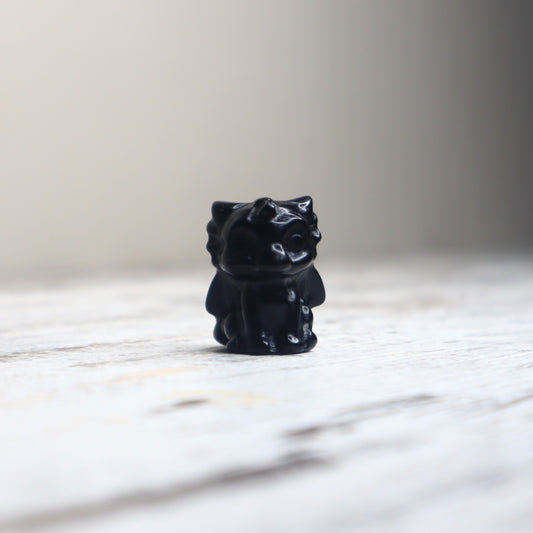 Black Obsidian Mini Dragon Carving | Protection, Wisdom & Inner Power