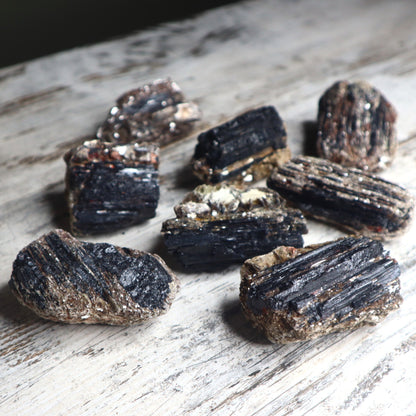 Black Tourmaline with Mica Raw Cluster | Protection, Grounding & Reflective Awareness