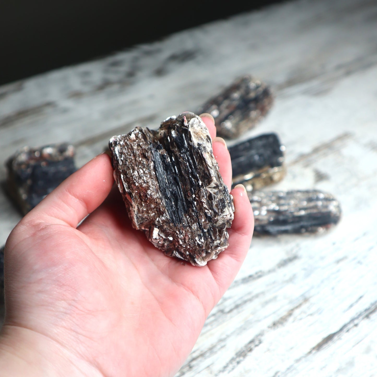 Black Tourmaline with Mica Raw Cluster | Protection, Grounding & Reflective Awareness