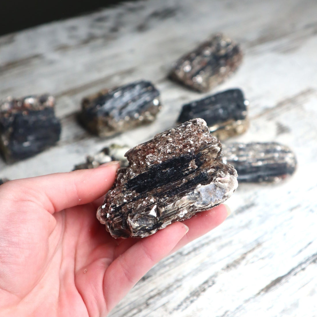 Black Tourmaline with Mica Raw Cluster | Protection, Grounding &amp; Reflective Awareness