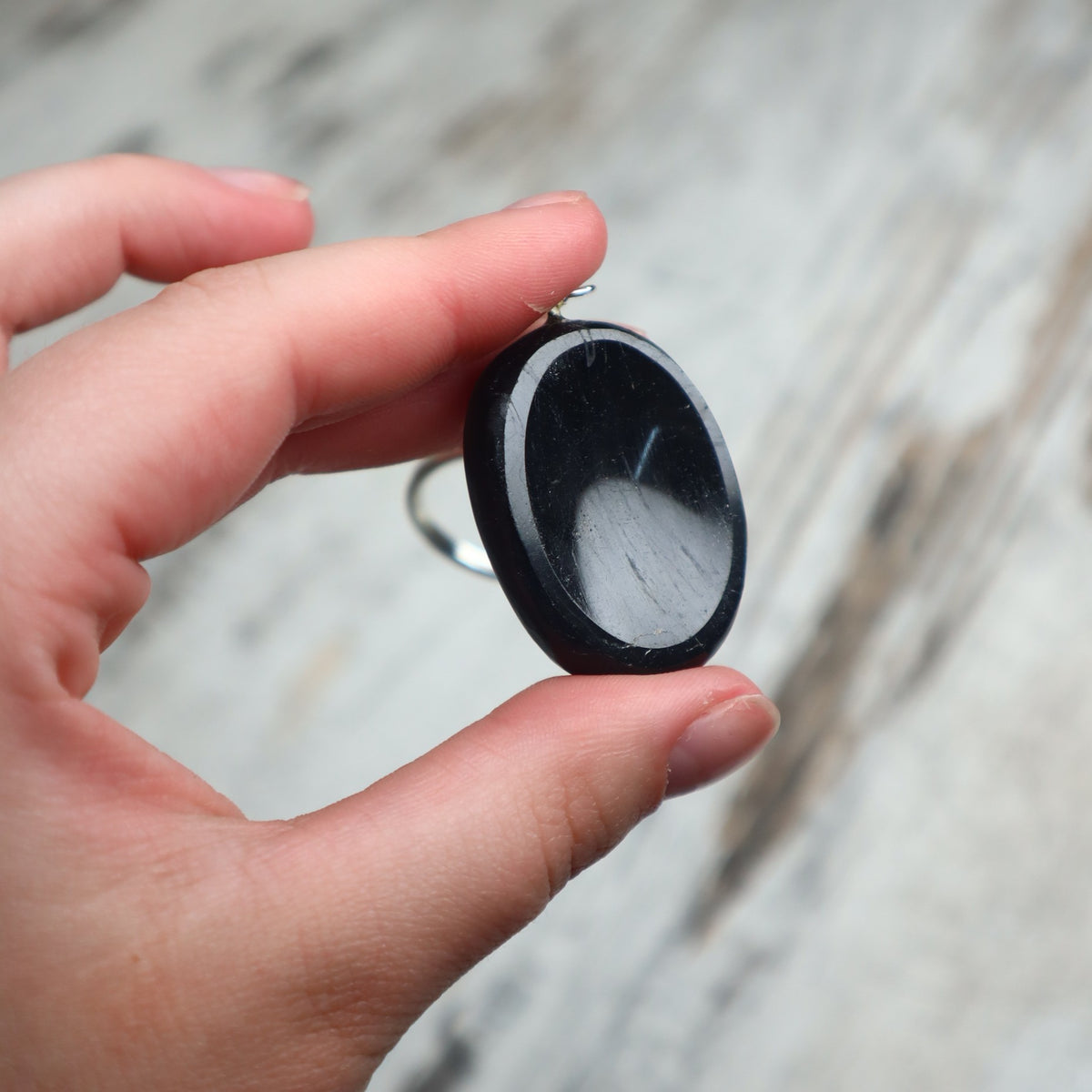 Black Tourmaline Worry Stone Keychain | Protection, Grounding &amp; Energy Shield
