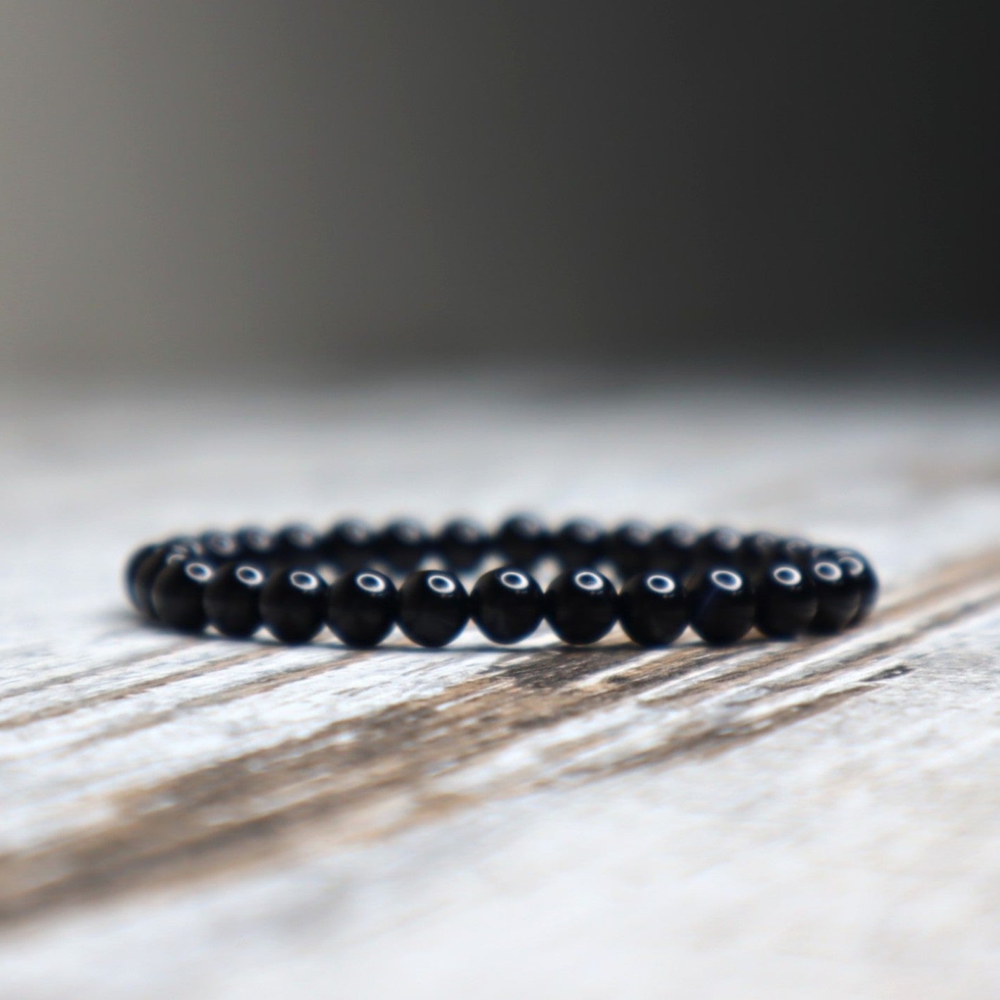 Black Agate Bead Bracelet | 6mm | Protection, Strength &amp; Grounding