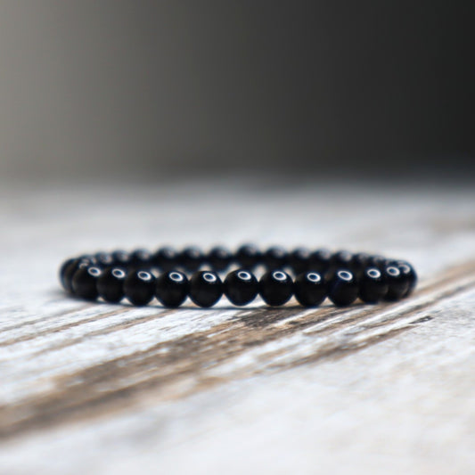 Black Agate Bead Bracelet | 6mm | Protection, Strength & Grounding
