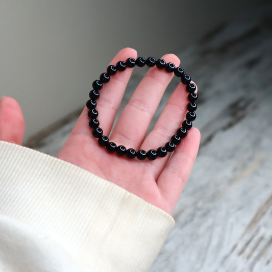 Black Agate Bead Bracelet | 6mm | Protection, Strength & Grounding