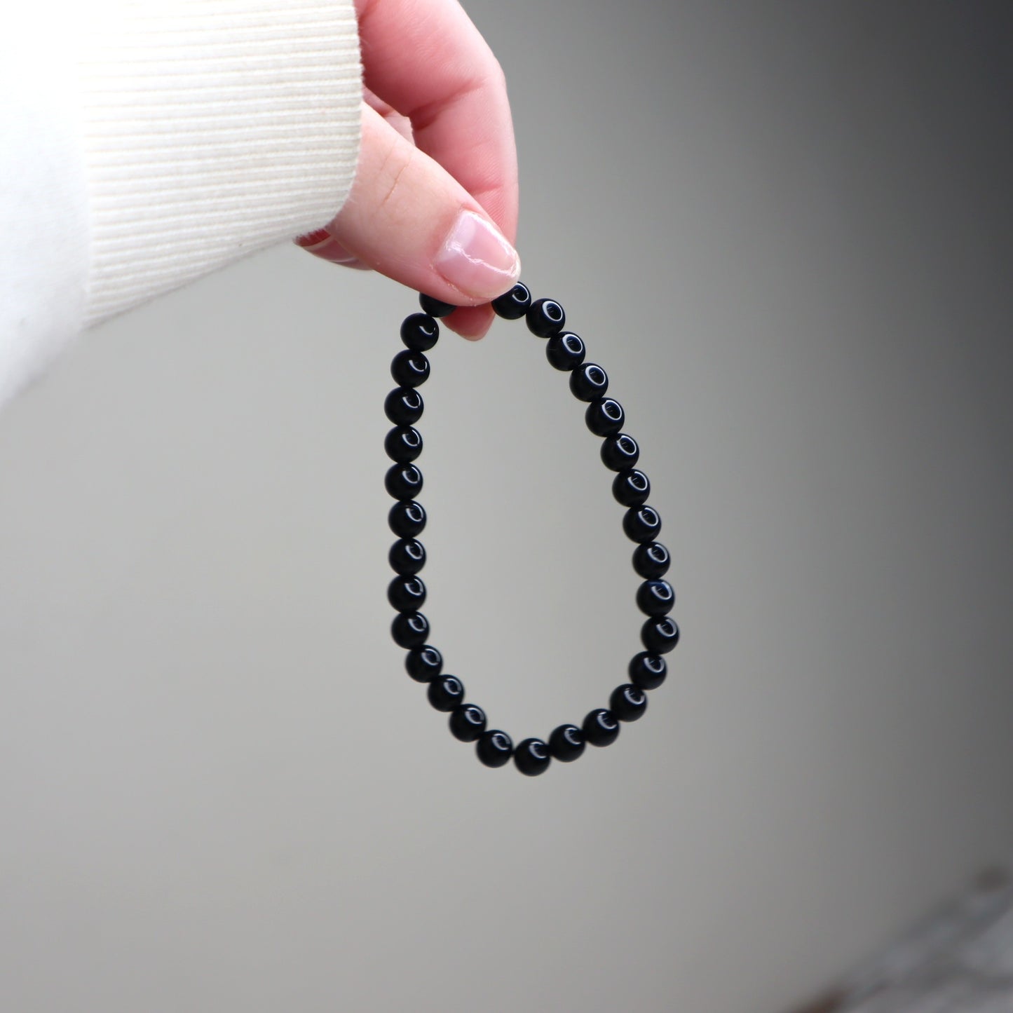 Black Agate Bead Bracelet | 6mm | Protection, Strength & Grounding