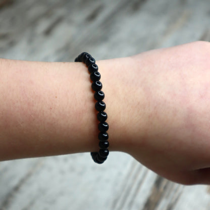 Black Agate Bead Bracelet | 6mm | Protection, Strength & Grounding