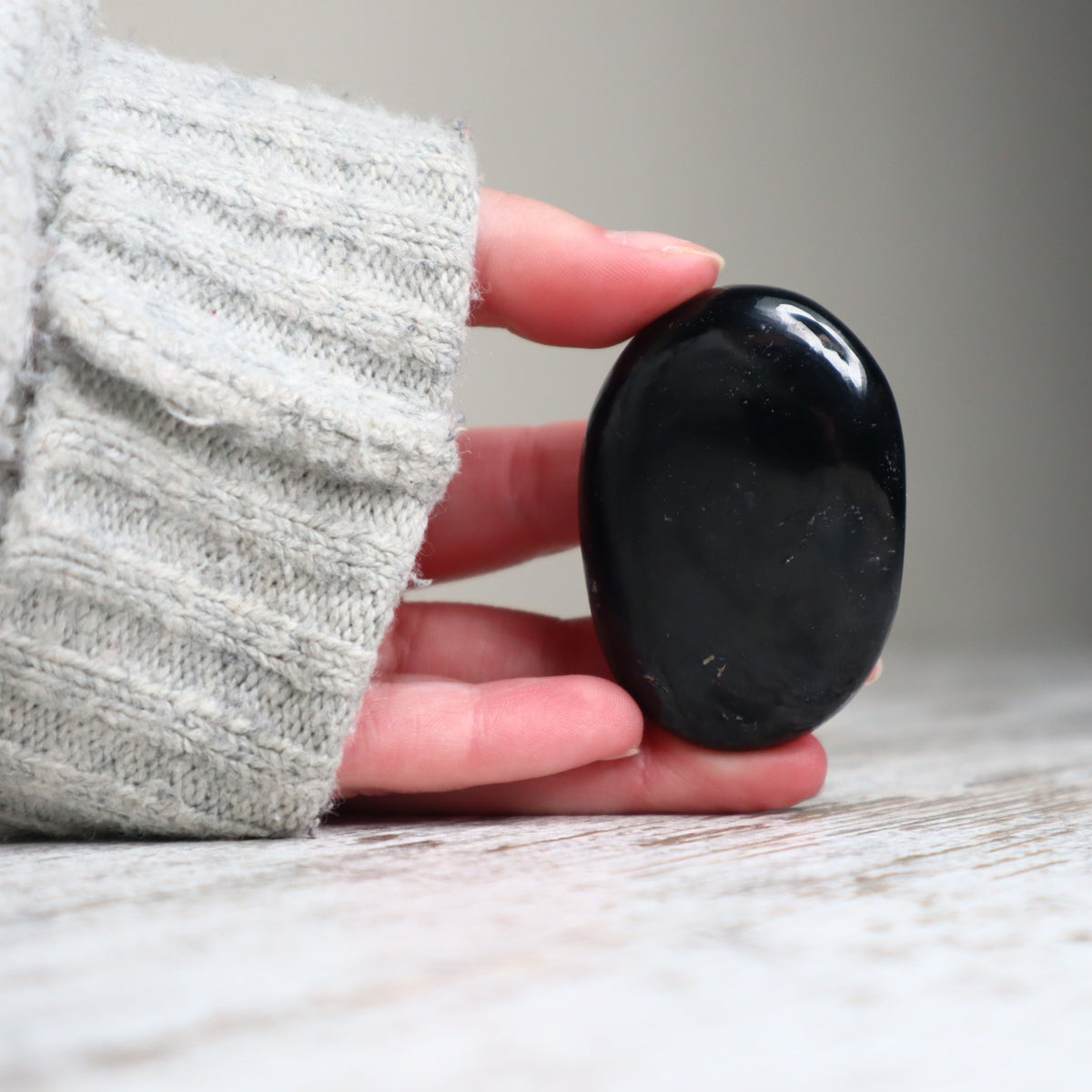 Black Tourmaline Palm Stone | Protection, Grounding &amp; Inner Strength