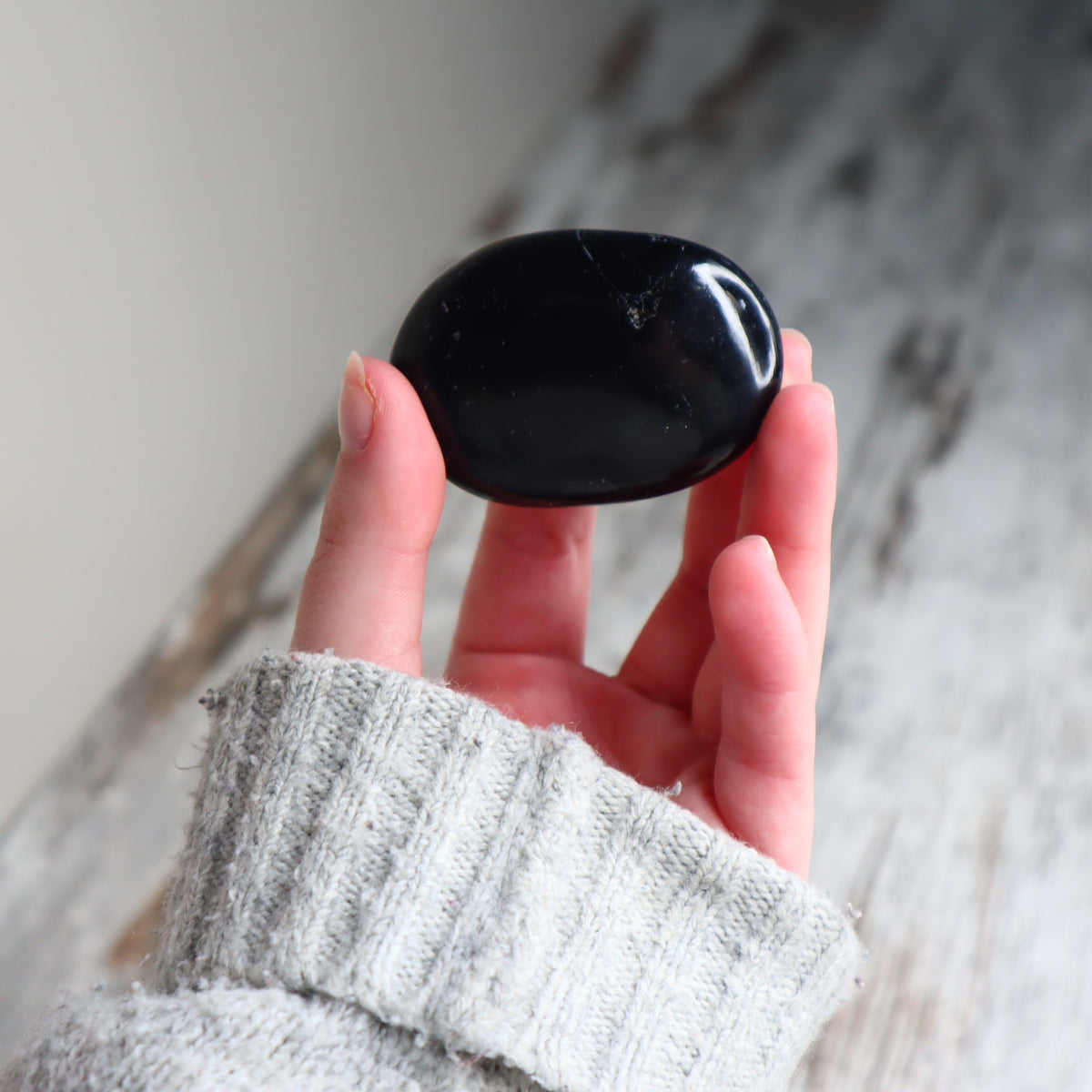 Black Tourmaline Palm Stone | Protection, Grounding &amp; Inner Strength