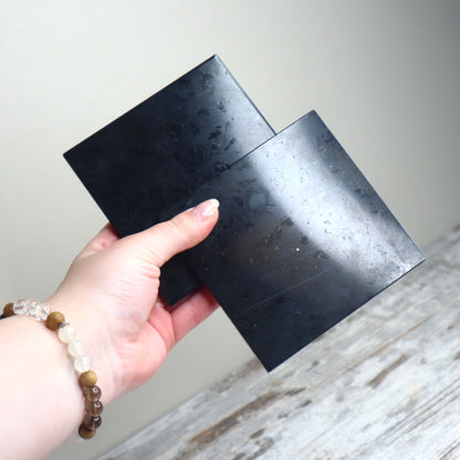 Black Tourmaline Charging Plate | Protection, Grounding & Energy Cleansing