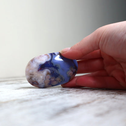 Blue Flower Agate Palm Stone | Inner Growth, Calm &amp; New Beginnings